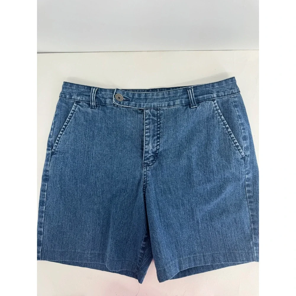 VTG Bandolino Blu Womens Sz 12 Med Wash Denim Shorts Mid Rise 7 Inch Inseam Blue